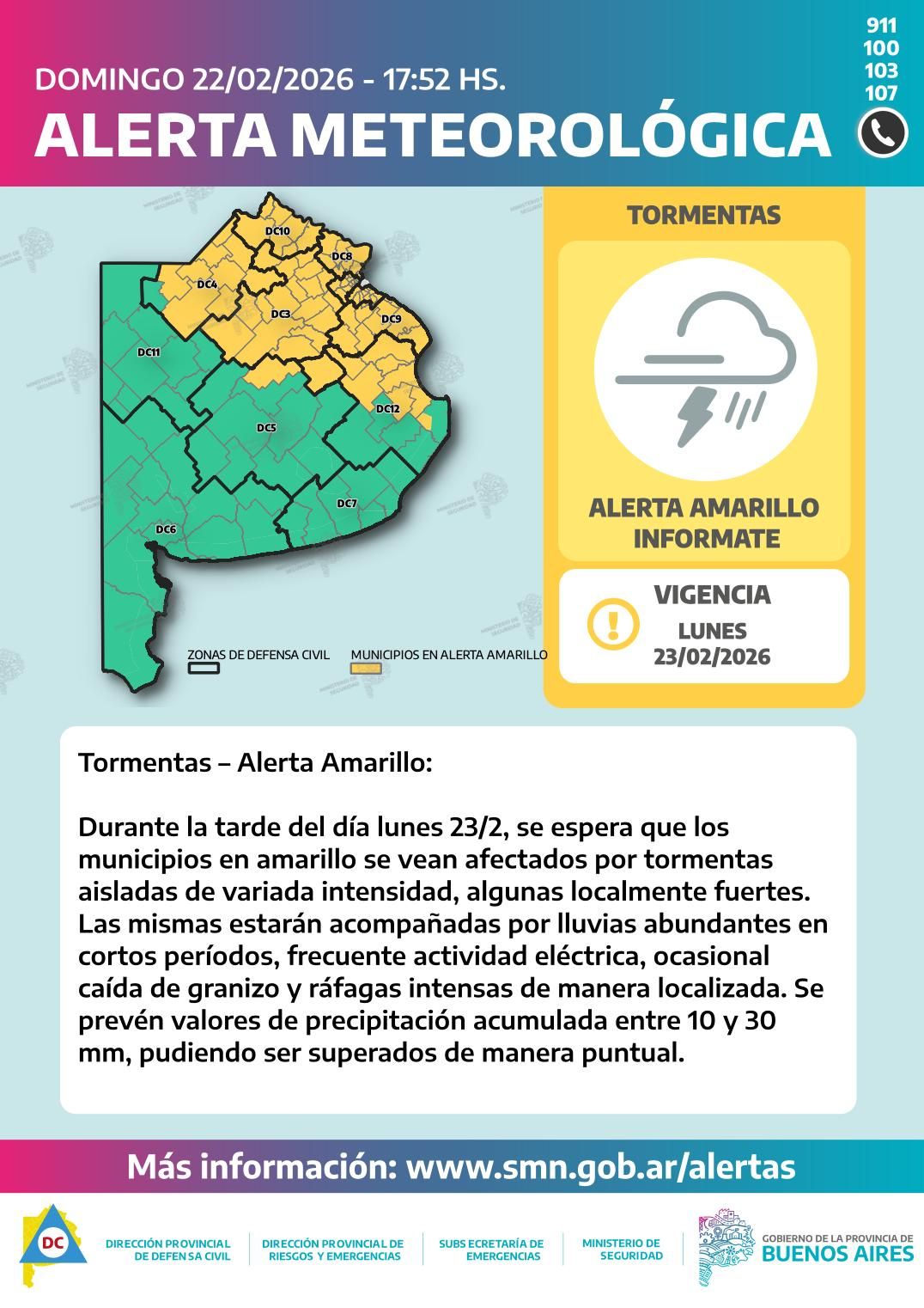 Descripción alerta amarillo por tormentas